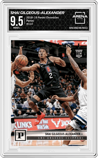 Shai Gilgeous-Alexander from the 2018-19 Panini Chronicles set graded by Arena Club and given an overall grade of 9.5.