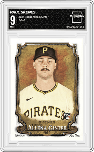 Paul Skenes from the 2024 Topps Allen & Ginter set graded by Arena Club and given an overall grade of 9.