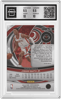 Jabari Smith Jr. from the 2022-23 Panini Spectra set featuring a Asia parallel graded by Arena Club and given an overall grade of 10.