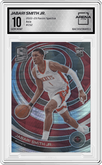Jabari Smith Jr. from the 2022-23 Panini Spectra set featuring a Asia parallel graded by Arena Club and given an overall grade of 10.