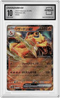 Charizard ex from the 2023 Pokemon SV JPN set graded by Arena Club and given an overall grade of 10.