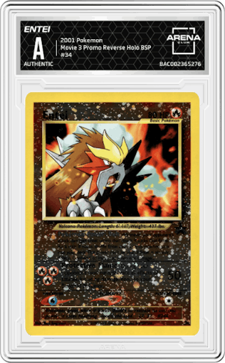 Entei from the 2001 Pokemon set graded by Arena Club.