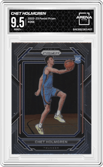 Chet Holmgren from the 2022-23 Panini Prizm  set graded by Arena Club and given an overall grade of 9.5.