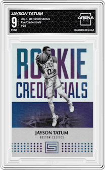Jayson Tatum from the 2017-18 Panini Status set graded by Arena Club and given an overall grade of 9.