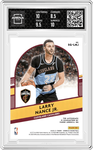 Larry Nance Jr. from the 2020-21 Panini Donruss set graded by Arena Club and given an overall grade of 9.