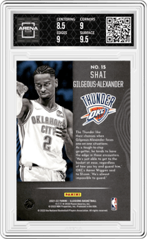 Shai Gilgeous-Alexander from the 2021-22 Panini Illusions set graded by Arena Club and given an overall grade of 9.