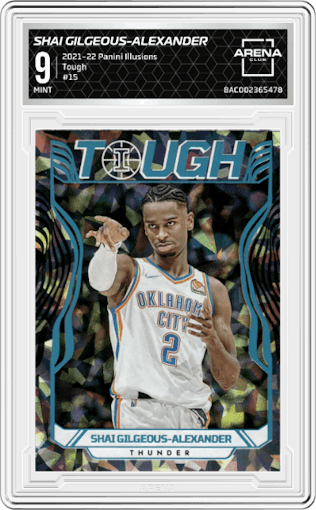 Shai Gilgeous-Alexander from the 2021-22 Panini Illusions set graded by Arena Club and given an overall grade of 9.