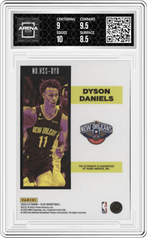 Dyson Daniels  from the 2022-23 Panini Flux set graded by Arena Club and given an overall grade of 9.