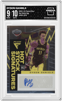 Dyson Daniels  from the 2022-23 Panini Flux set graded by Arena Club and given an overall grade of 9.