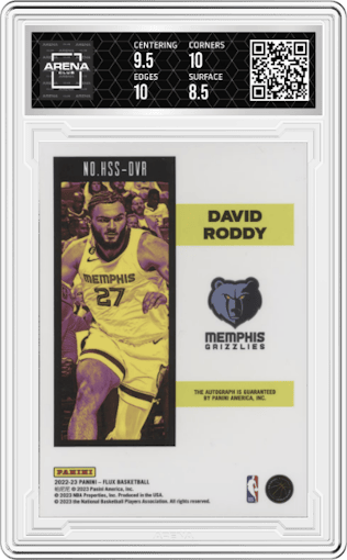David Roddy from the 2022-23 Panini Flux set graded by Arena Club and given an overall grade of 9.