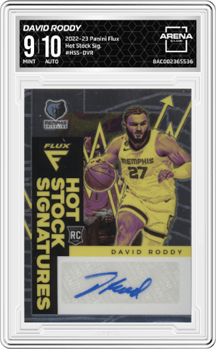 David Roddy from the 2022-23 Panini Flux set graded by Arena Club and given an overall grade of 9.