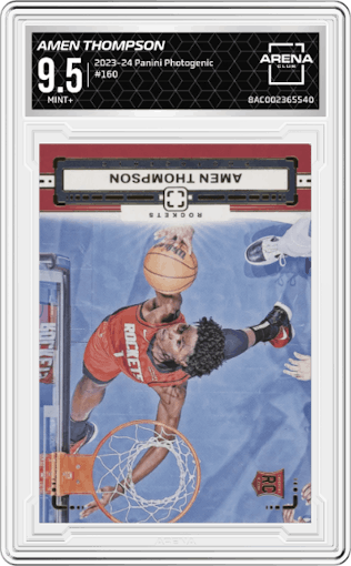 Amen Thompson from the 2023-24 Panini Photogenic set graded by Arena Club and given an overall grade of 9.5.