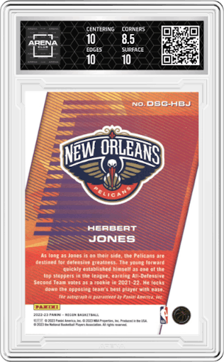 Herbert Jones from the 2022-23 Panini Recon set graded by Arena Club and given an overall grade of 9.