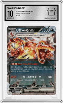 Charizard ex from the 2023 Pokemon SV JPN set graded by Arena Club and given an overall grade of 10.