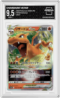 Charizard VSTAR from the 2022 Pokemon SWSH JPN set graded by Arena Club and given an overall grade of 9.5.