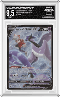 Galarian Articuno V from the 2022 Pokemon SWSH set graded by Arena Club and given an overall grade of 9.5.