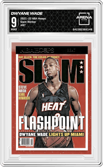 Dwyane Wade from the 2021-22 Panini NBA Hoops set featuring a Winter parallel graded by Arena Club and given an overall grade of 9.