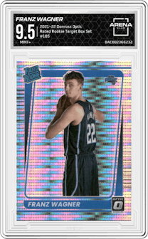 Franz Wagner  from the 2021-22 Panini Donruss Optic set featuring a Target Box Set parallel graded by Arena Club and given an overall grade of 9.5.