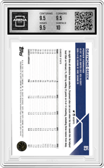 Draymond Green from the 2023-24 Topps Chrome set featuring a Orange Refractor parallel graded by Arena Club and given an overall grade of 10.