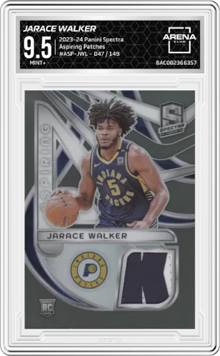 Jarace Walker from the 2023-24 Panini Spectra set graded by Arena Club and given an overall grade of 9.5.