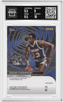 David Thompson from the 2022-23 Panini Spectra set featuring a Asia parallel graded by Arena Club and given an overall grade of 9.5.