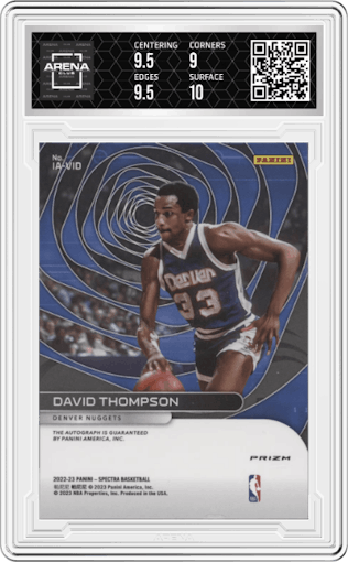 David Thompson from the 2022-23 Panini Spectra set featuring a Asia parallel graded by Arena Club and given an overall grade of 9.5.