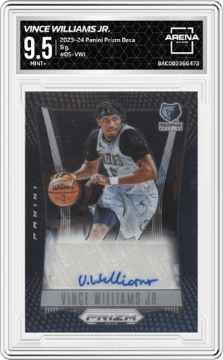 Vince Williams Jr.  from the 2023-24 Panini Prizm Deca set graded by Arena Club and given an overall grade of 9.5.