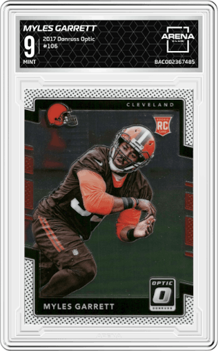 Myles Garrett from the 2017 Panini Donruss Optic set graded by Arena Club and given an overall grade of 9.