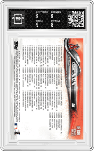 Shohei Ohtani from the 2018 Topps Update set graded by Arena Club and given an overall grade of 8.5.