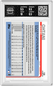 Shohei Ohtani from the 2019 Topps Opening Day set graded by Arena Club and given an overall grade of 9.