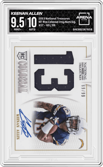 Keenan Allen from the 2013 Panini National Treasures set graded by Arena Club and given an overall grade of 9.5.