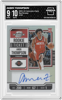 Amen Thompson from the 2023-24 Panini Contenders Optic set graded by Arena Club and given an overall grade of 9.