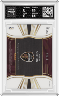 Collin Sexton from the 2018-19 Panini Select  set featuring a Gold Prizm parallel graded by Arena Club and given an overall grade of 9.