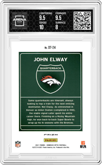 John Elway from the 2021 Panini Donruss Optic set graded by Arena Club and given an overall grade of 8.5.