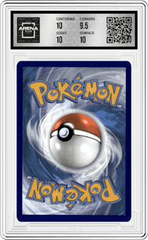 Rayquaza VMAX from the 2022 Pokemon SWSH set graded by Arena Club and given an overall grade of 10.