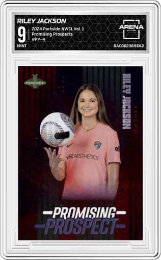 Riley Jackson from the 2024 Parkside NWSL Vol. 1 set graded by Arena Club and given an overall grade of 9.