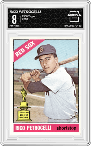 Rico Petrocelli from the 1966 Topps set graded by Arena Club and given an overall grade of 8.