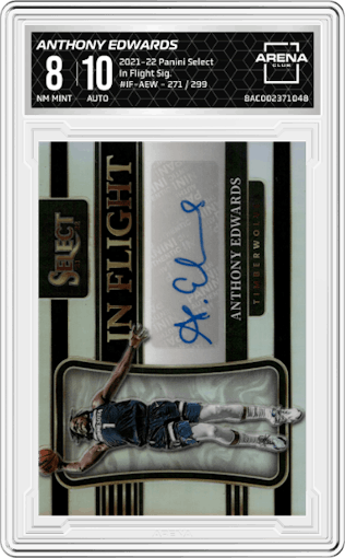 Anthony Edwards from the 2021-22 Panini Select set graded by Arena Club and given an overall grade of 8.