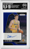 Dalton Knecht from the 2024-25 Panini Prizm set featuring a Blue Prizm parallel graded by Arena Club and given an overall grade of 9.5.