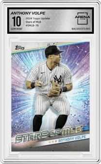 Anthony Volpe from the 2024 Topps Update set graded by Arena Club and given an overall grade of 10.