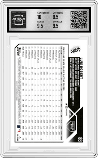 Luis Robert from the 2023 Topps Series 1 set graded by Arena Club and given an overall grade of 10.