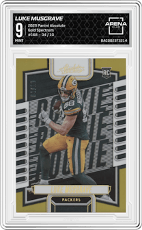 Luke Musgrave from the 2023 Panini Absolute set featuring a Gold Spectrum parallel graded by Arena Club and given an overall grade of 9.
