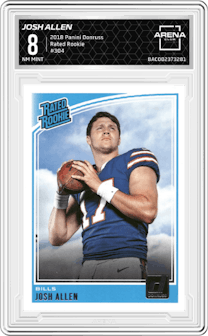 Josh Allen from the 2018 Panini Donruss set graded by Arena Club and given an overall grade of 8.