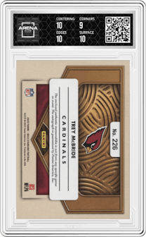 Trey McBride from the 2022 Panini Gold Standard set graded by Arena Club and given an overall grade of 9.5.