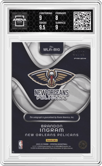 Brandon Ingram from the 2023-24 Panini Spectra set graded by Arena Club and given an overall grade of 8.5.