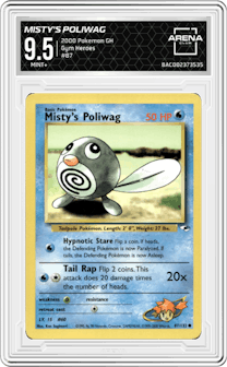 Misty's Poliwag from the 2000 Pokemon GH set graded by Arena Club and given an overall grade of 9.5.