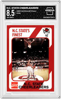 N.C. State Cheerleaders from the 1989 Collegiate Collection North Carolina State's Finest set graded by Arena Club and given an overall grade of 8.5.