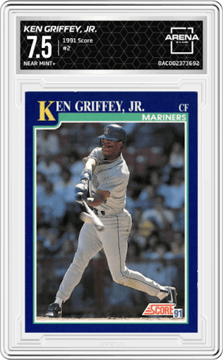 Ken Griffey, Jr. from the 1991 Score set graded by Arena Club and given an overall grade of 7.5.