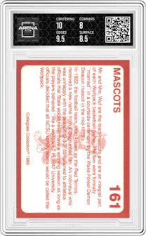 Mascots from the 1989 Collegiate Collection North Carolina's Finest set graded by Arena Club and given an overall grade of 8.5.
