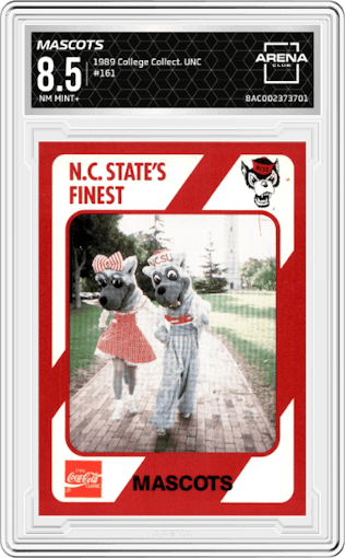 Mascots from the 1989 Collegiate Collection North Carolina's Finest set graded by Arena Club and given an overall grade of 8.5.